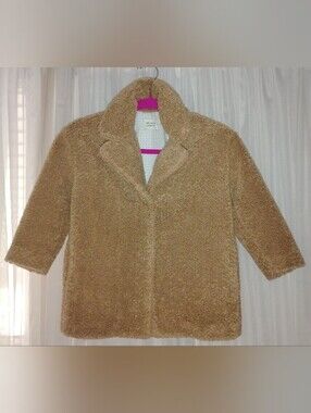 The New Society Girls Kids Camel Freya Teddy Coat Size 6 cozy fall sherpa soft